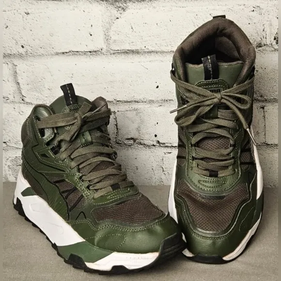 PUMA Mens Trinity Mid Hybrid Lace Up Sneakers Casual - Green