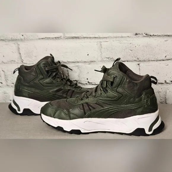 PUMA Mens Trinity Mid Hybrid Lace Up Sneakers Casual - Green