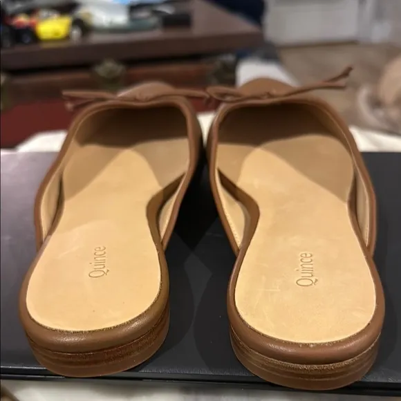 Quince Brown Leather Mules Timeless Design NWOT