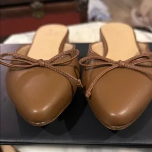 Quince Brown Leather Mules Timeless Design NWOT