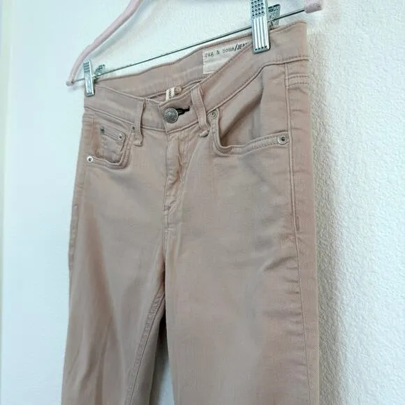 Rag &amp; Bone JEAN MidRise Skinny Pants Distressed Blossom Size 26 Streetwear