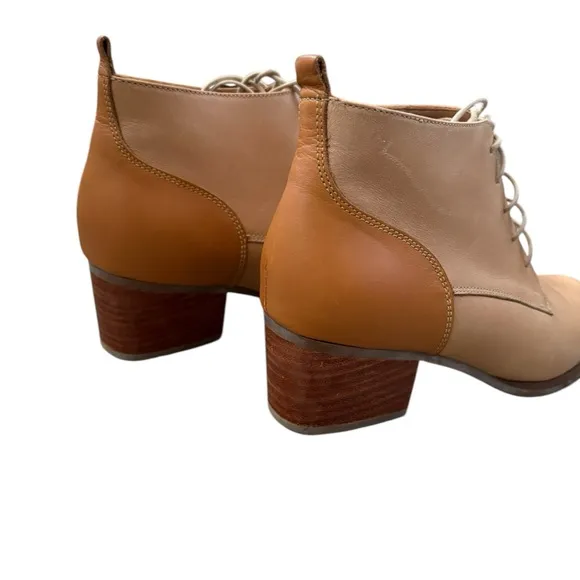 RARE Fortress of Inca Handmade in Peru Briana Leather Lace Up Ankle Boots Beige