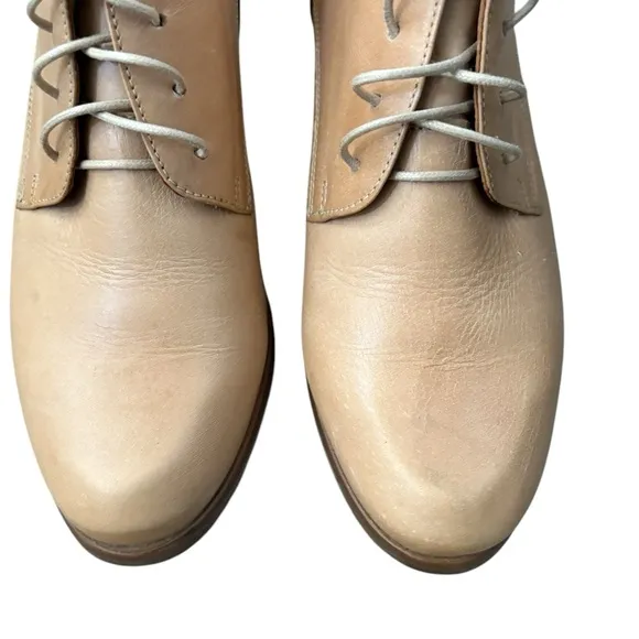 RARE Fortress of Inca Handmade in Peru Briana Leather Lace Up Ankle Boots Beige
