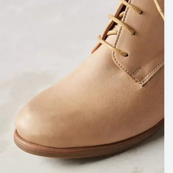 RARE Fortress of Inca Handmade in Peru Briana Leather Lace Up Ankle Boots Beige