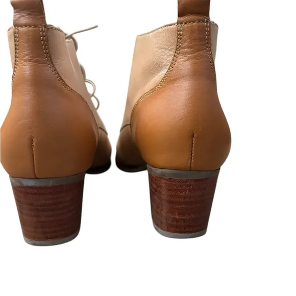 RARE Fortress of Inca Handmade in Peru Briana Leather Lace Up Ankle Boots Beige