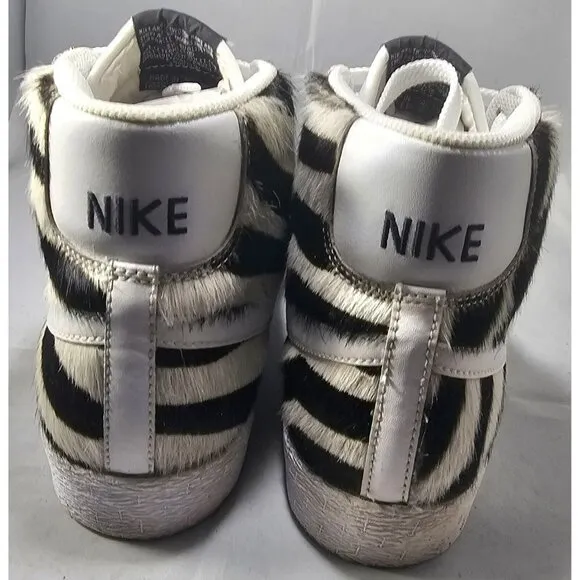 Rare Nike Women's 2007 Blazer Mid Premium Zebra White/Black/Tan Sneakers Size 10