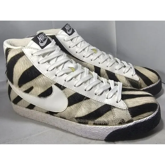 Rare Nike Women's 2007 Blazer Mid Premium Zebra White/Black/Tan Sneakers Size 10