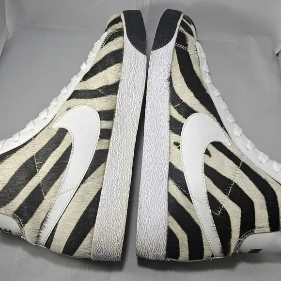 Rare Nike Women's 2007 Blazer Mid Premium Zebra White/Black/Tan Sneakers Size 10