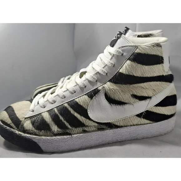 Rare Nike Women's 2007 Blazer Mid Premium Zebra White/Black/Tan Sneakers Size 10