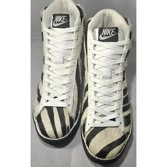 Rare Nike Women's 2007 Blazer Mid Premium Zebra White/Black/Tan Sneakers Size 10