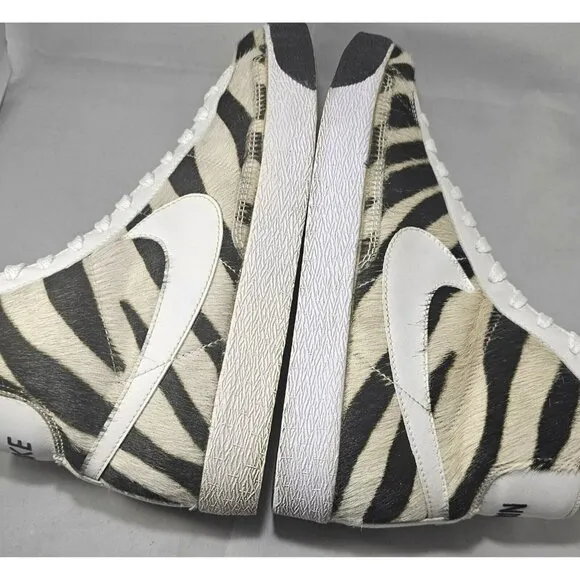 Rare Nike Women's 2007 Blazer Mid Premium Zebra White/Black/Tan Sneakers Size 10