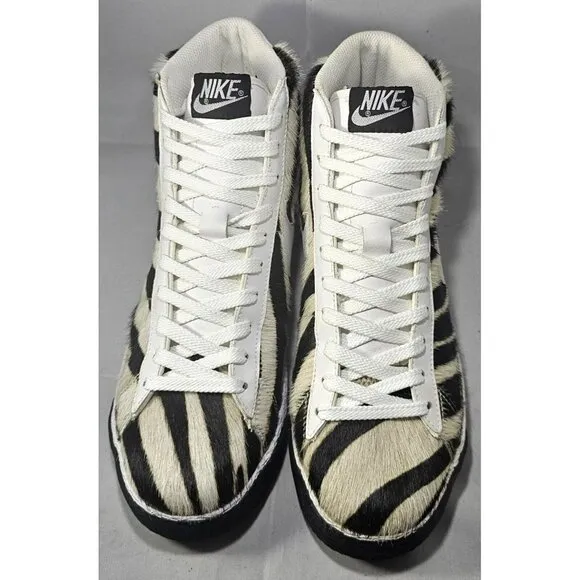 Rare Nike Women's 2007 Blazer Mid Premium Zebra White/Black/Tan Sneakers Size 10