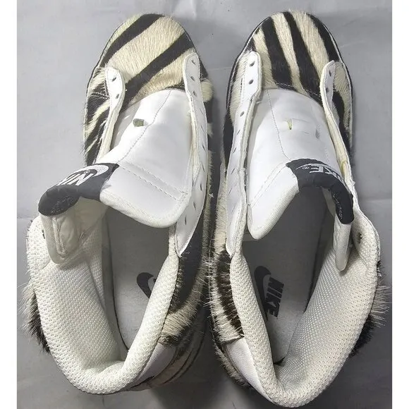 Rare Nike Women's 2007 Blazer Mid Premium Zebra White/Black/Tan Sneakers Size 10