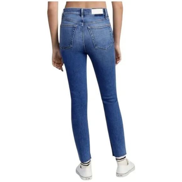 Re/Done 90’s High Rise Ankle Crop Medium Wash Raw Hem Size 29