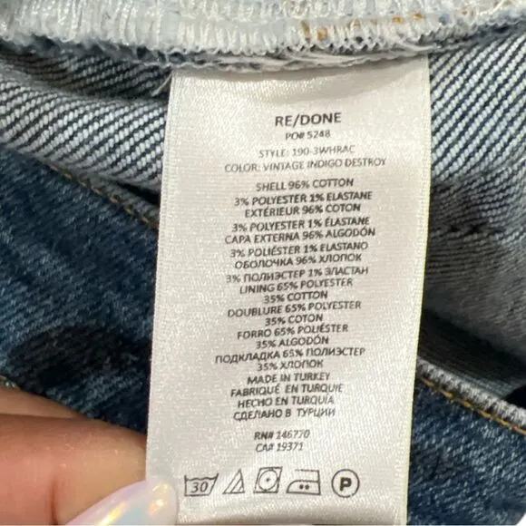 Re/Done 90’s High Rise Ankle Crop Medium Wash Raw Hem Size 29