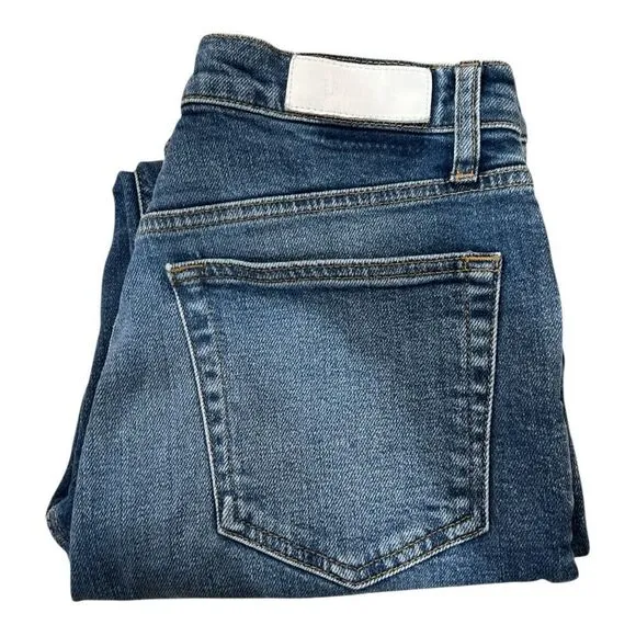 Re/Done 90’s High Rise Ankle Crop Medium Wash Raw Hem Size 29