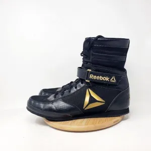 Reebok Boxing Boots Mens 11.5 Buck Black Gold Lace Up Training Athletic Shoes
