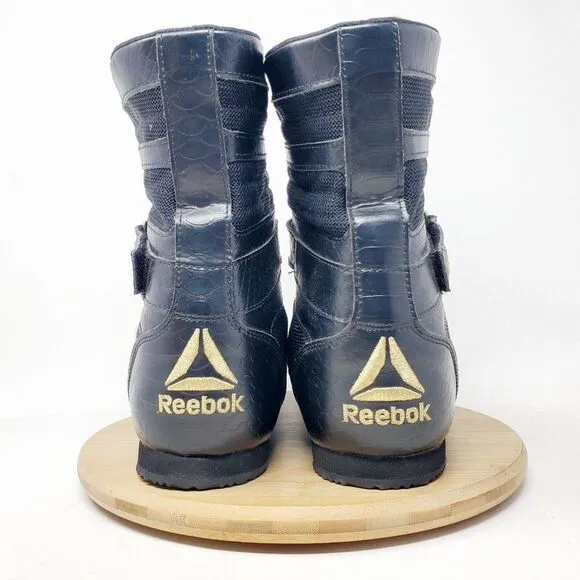 Reebok Boxing Boots Mens 11.5 Buck Black Gold Lace Up Training Athletic Shoes
