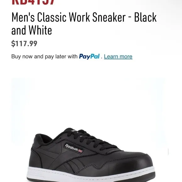 Reebok Club MEMT Work Sneaker Black Shoes Comp Toe RB 4157 M Size 9 / W Size 11
