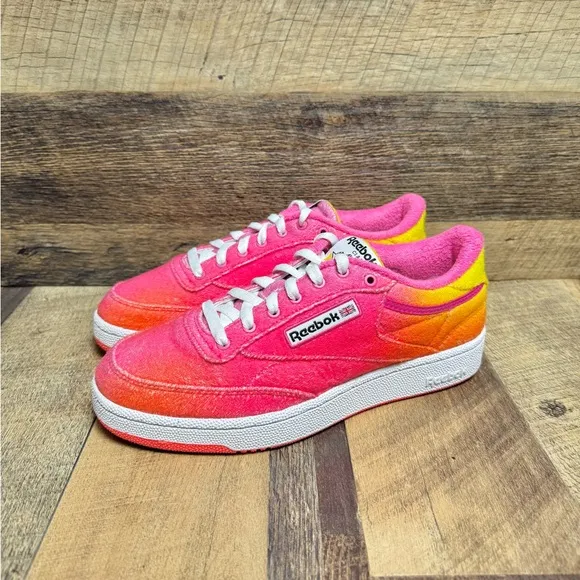 Reebok Daniel Moon Club C 85 Atomic Pink Alert Yellow Sneakers 8 Men / 9.5 Women