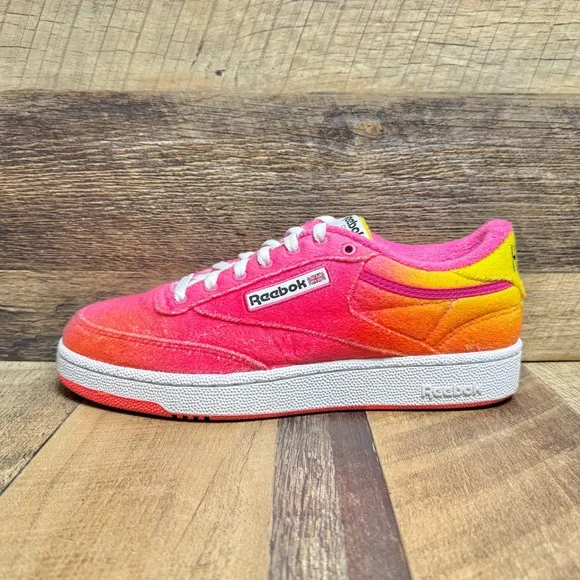 Reebok Daniel Moon Club C 85 Atomic Pink Alert Yellow Sneakers 8 Men / 9.5 Women