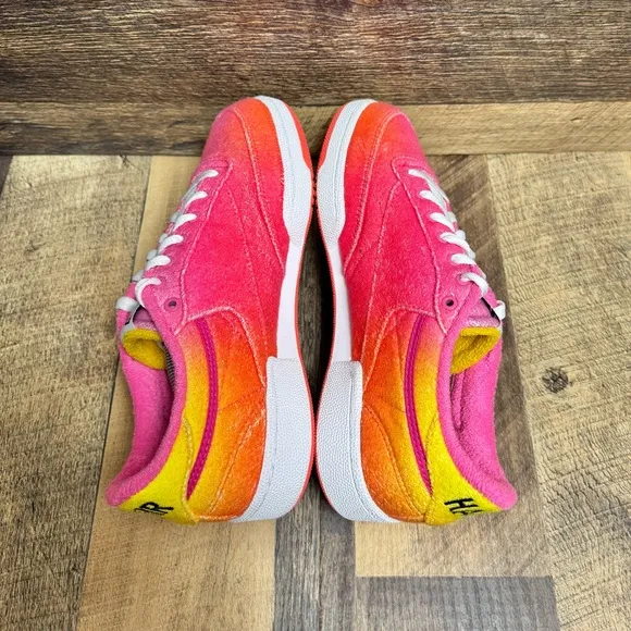 Reebok Daniel Moon Club C 85 Atomic Pink Alert Yellow Sneakers 8 Men / 9.5 Women