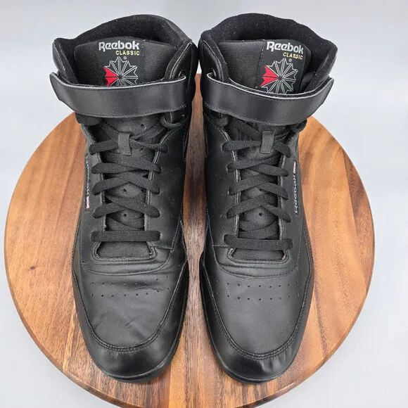 Reebok Exofit Hi Shoes Men's 14 Black Leather Training Strap Athletic Sneakers