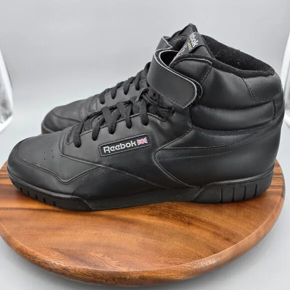 Reebok Exofit Hi Shoes Men's 14 Black Leather Training Strap Athletic Sneakers