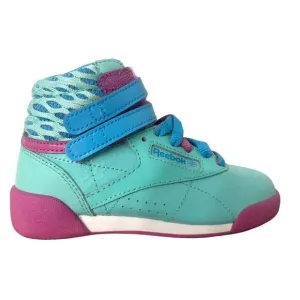 Reebok Freestyle Hi-top Classic Girl’s Sneakers, Blue Bomb/ Ultraberry, Sz. 10.5