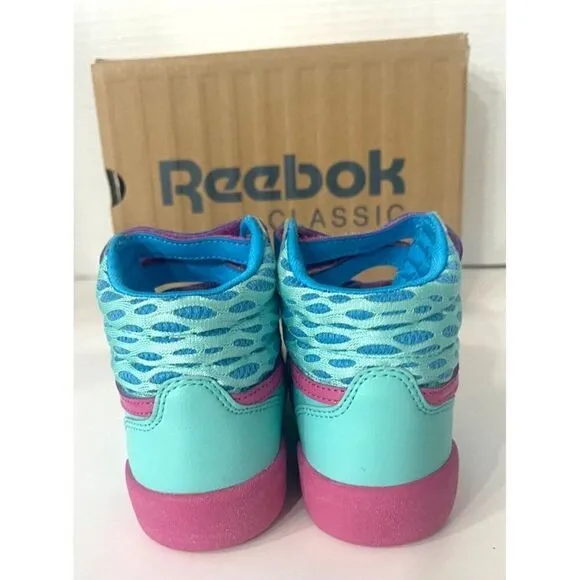 Reebok Freestyle Hi-top Classic Girl’s Sneakers, Blue Bomb/ Ultraberry, Sz. 10.5