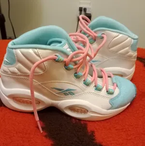 Reebok question iverson &quot;pink lemon zest&quot; mid ai shoes - youth size 5