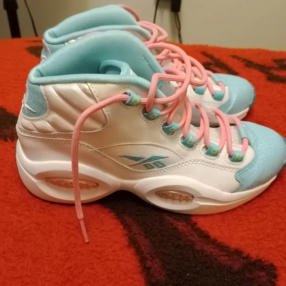 Reebok question iverson &quot;pink lemon zest&quot; mid ai shoes - youth size 5