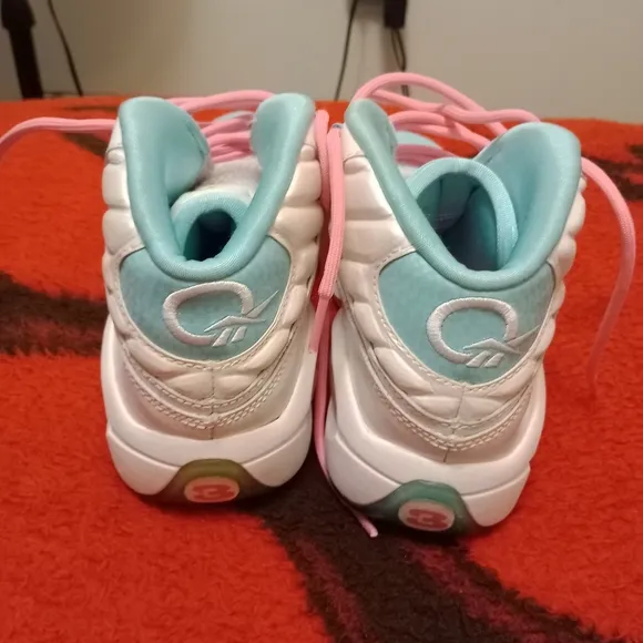 Reebok question iverson &quot;pink lemon zest&quot; mid ai shoes - youth size 5