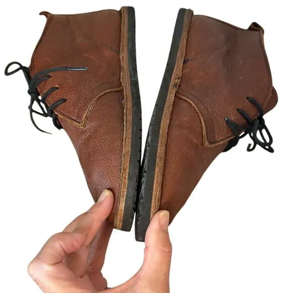 Rennisance Faire Brown Leather Womens Handmade Shearling Booties 6.5