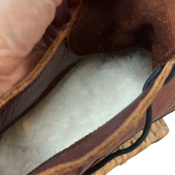 Rennisance Faire Brown Leather Womens Handmade Shearling Booties 6.5