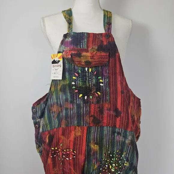 Rising Internatonal rare one-of-a-kind tie-dye overalls size 2xl