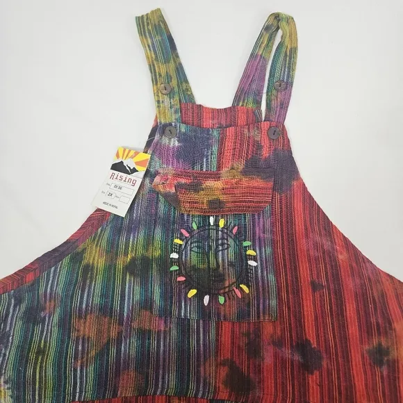 Rising Internatonal rare one-of-a-kind tie-dye overalls size 2xl