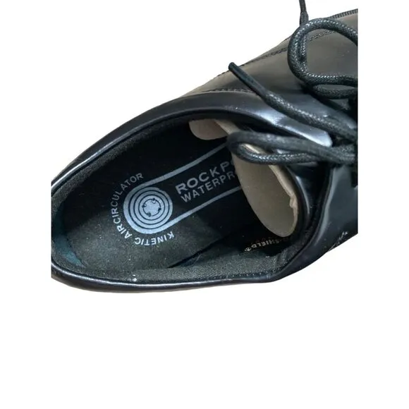 ROCKPORT MEN'S BLACK LEATHER EVANDER MOC-TOE DERBY DRESS SHOES SZ 9 NWOB