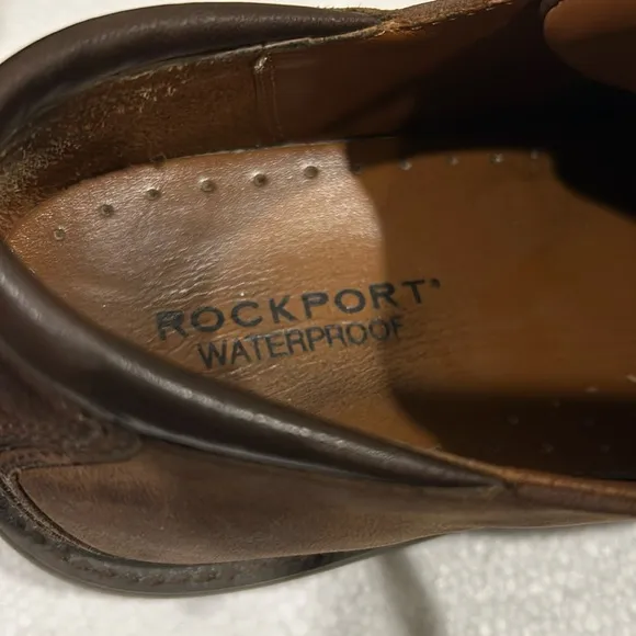 Rockport mens lace up Leather Waterproof Oxford Shoes Low Top size 10M brown