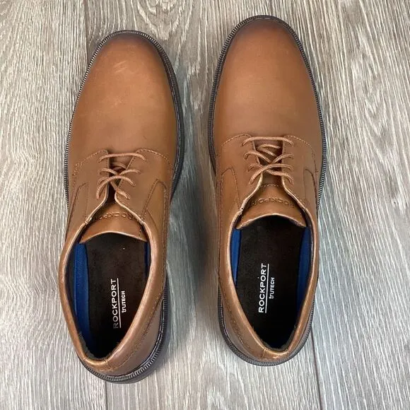 Rockport NEW Tanner Plain Toe Cognac Oxfords trutech mens NEW‎ shoes 13 M Brown