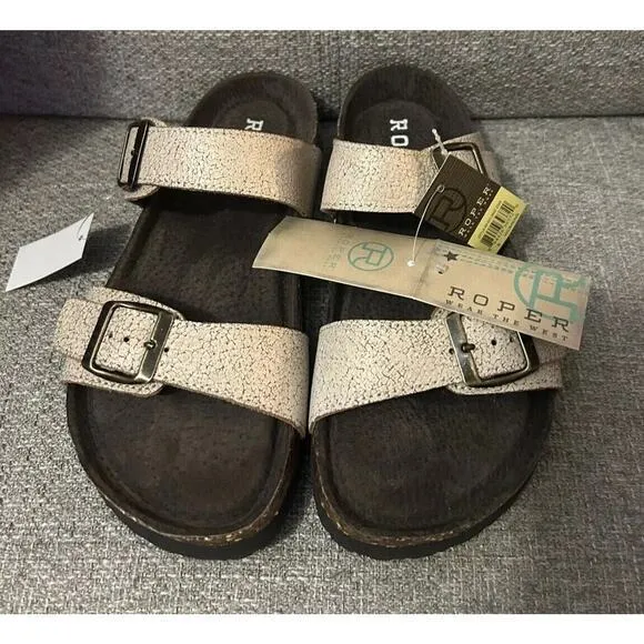 Roper Shoes Womens Size 8 Oiled Tan Leather Jezebel Slides‎ Sandal New Western