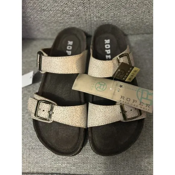 Roper Shoes Womens Size 8 Oiled Tan Leather Jezebel Slides‎ Sandal New Western