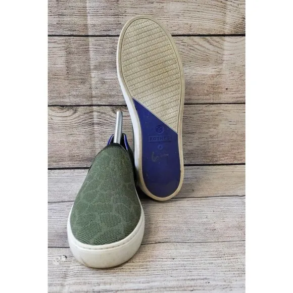 Rothys Safari Womens 8 Olive Green Animal Print Slip On‎ Casual Sneakers Shoes