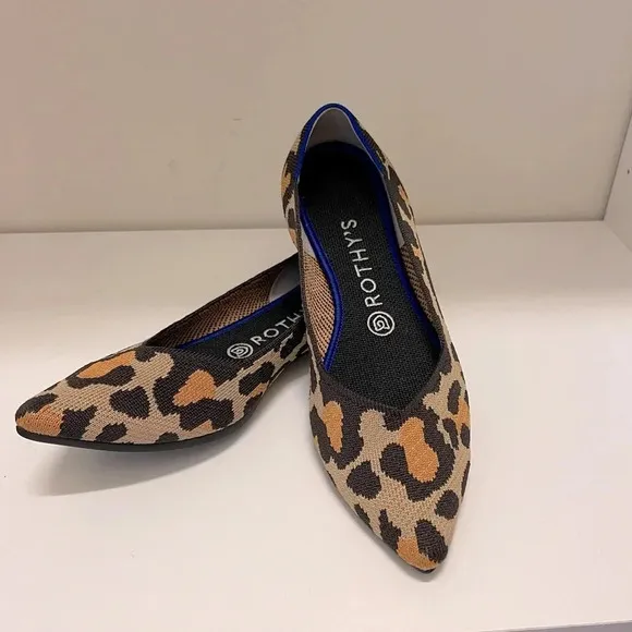 Rothy's The Point in Big Cat yoga comfortable flats animal print