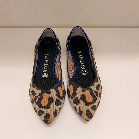 Rothy's The Point in Big Cat yoga comfortable flats animal print