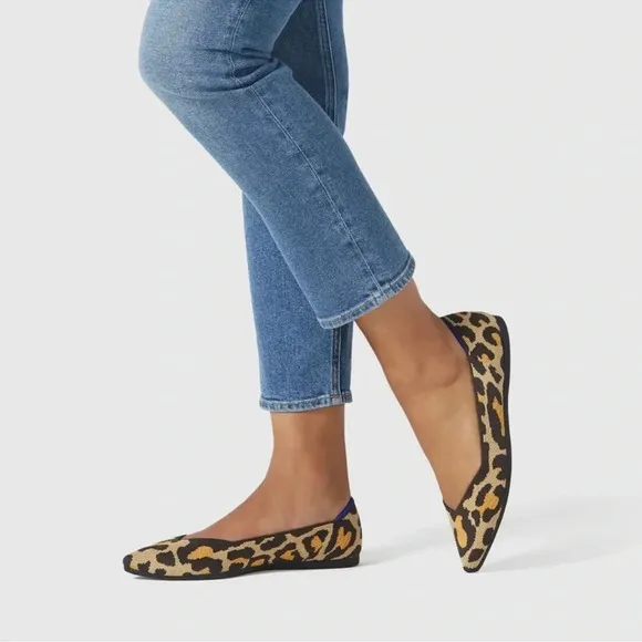 Rothy's The Point in Big Cat yoga comfortable flats animal print