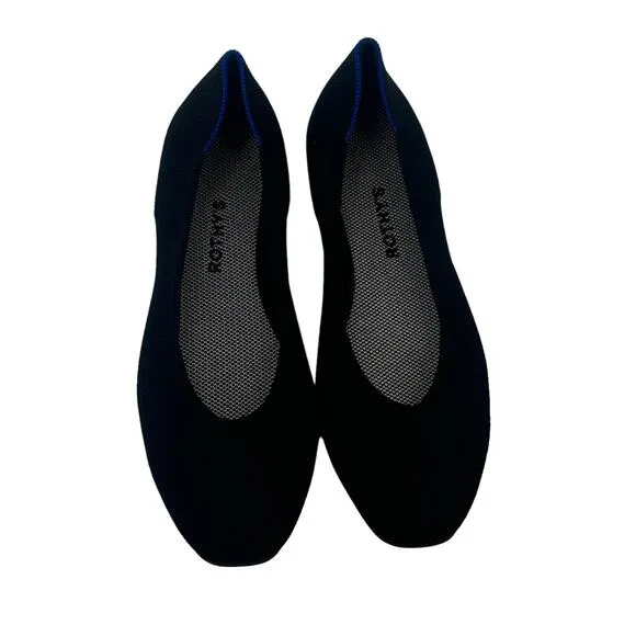 Rothy's The Square Toe Flat Ballet Slip-On Comfortable Black Size W11 NWOB