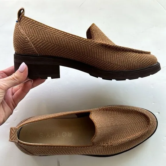 Rothy’s Women’s Size 7.5 The Lug Loafer Flat Oxford Herringbone Teak Merino Wool