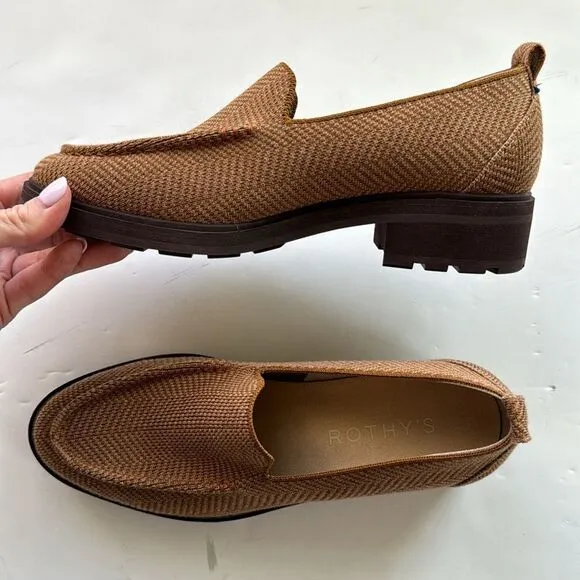 Rothy’s Women’s Size 7.5 The Lug Loafer Flat Oxford Herringbone Teak Merino Wool