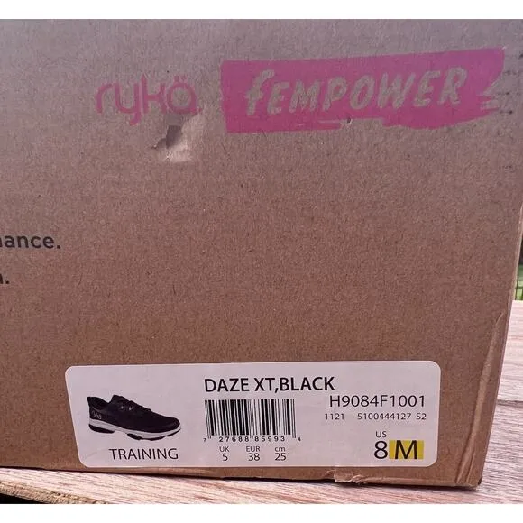 Ryka Women's Daze XT, Black Athletic Shoes, Size 8 M, NIB